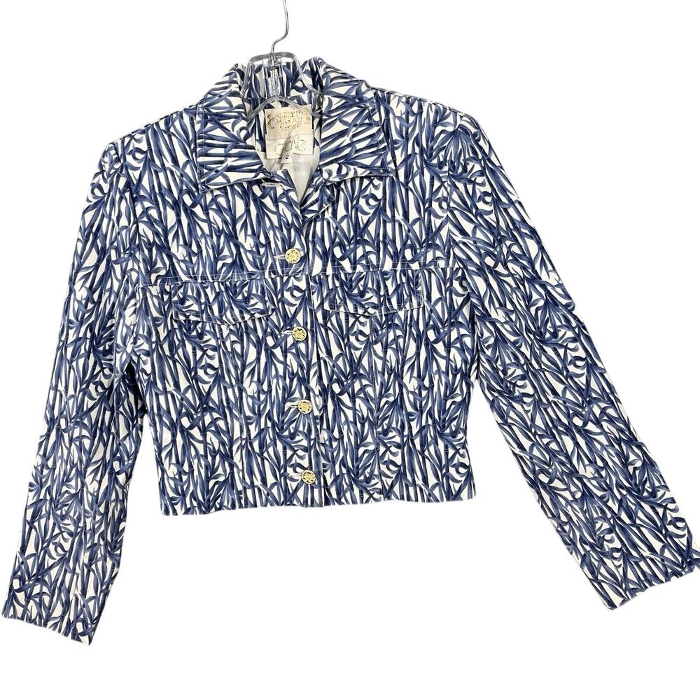 Alberto Makali Sport Cache Womens & Cropped Button Blazer Jacket Size 2 Long Sle